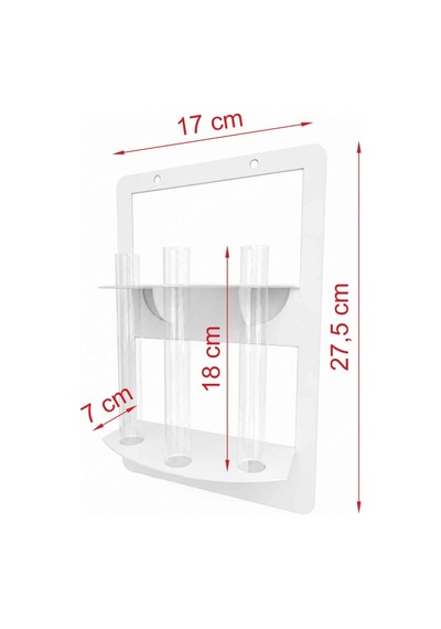 Trio Modern Metal Duvar Vazosu - 3 Lü Cam Tüp Çiçeklik - Be-mcıc-byz