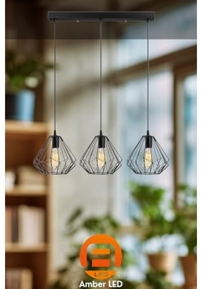 Modern Metal Gövdeli Avize, Salon Ve Mutfak İçin E27 Uyumlu, Siyah-2 Diğer