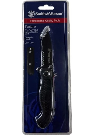 Smith & Wesson Negro Plegable Taktik Kamp Bıçak Cktacbscp Siyah
