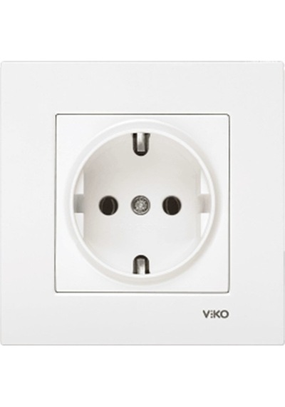 Viko 90967x08 - Karre Topraklı Priz Beyaz Çerçevesiz Viko