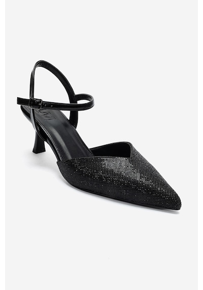 Luvi Shoes Nıvora Siyah Taşlı Kadın İnce Topuklu Abiye Ayakkabı