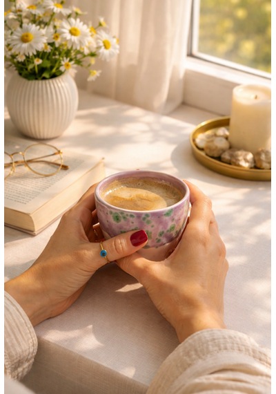 Dokulu Espresso Fincanı Yeşil - Mor