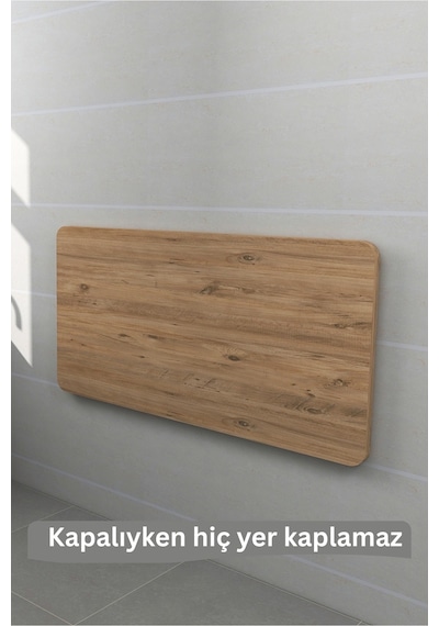 60x90 Cm Duvara Monte Kırma Katlanr Masa Çam Renk