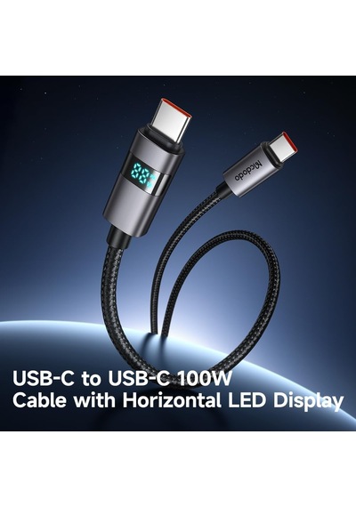 Ca-5610 Usb-c To Usb-c 100w Kablo Yatay Led Ekranli Siyah