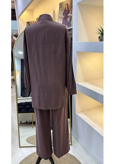 Nuss 1064 Pantolonlu Takım - Kahve