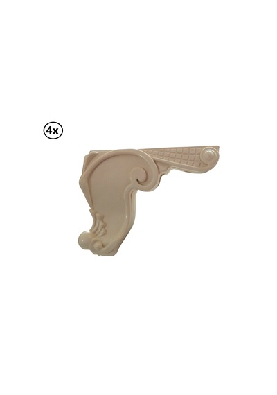 Lükens Oymalı Mobilya Ayağı Krem Rengi 12 Cm X 4 Adet Krem