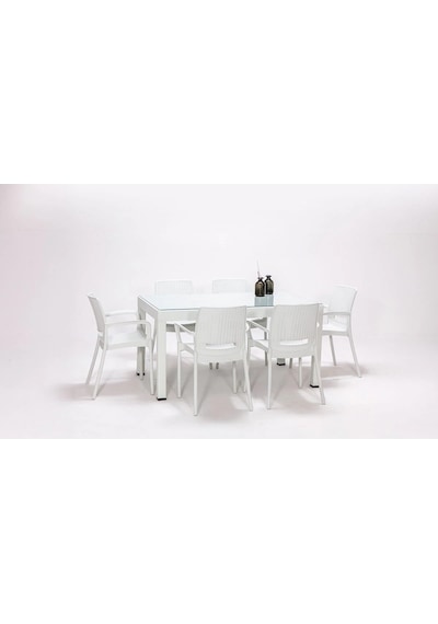 Rattan Camlı Lüx Beyaz Masa Takımı 90x150 Dikdörtgen Masa+6 Sandalye Bahçe Balkon Teras Beyaz Rattan Camlı Lüx Beyaz Masa Takımı 90x150 Dikdörtgen Masa+6 Sandalye Bahçe Balkon Teras Beyaz
