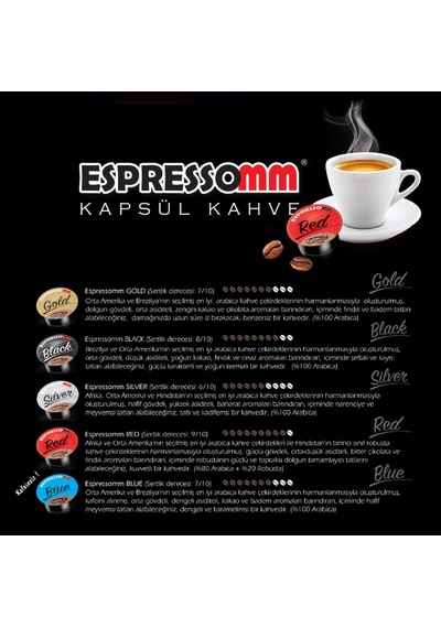 Espressomm® Tchibo Cafissimo Makineleri İle Uyumlu Black Kapsül Kahve 10 x 10'lu