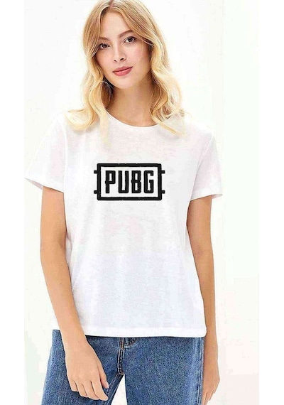 Pubg Logo Baskılı Beyaz Kadın Tshirt (534651518)