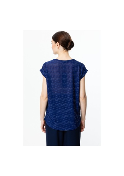 On Minimalist Oversize Kadın Bluz - Yuvarlak Yaka Kısa Kol Lacivert On Minimalist Oversize Kadın Bluz - Yuvarlak Yaka Kısa Kol Lacivert