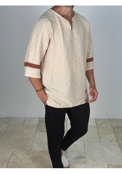 Cocopelli Fakir Kol Bej T-shirt Coc2266 Bej
