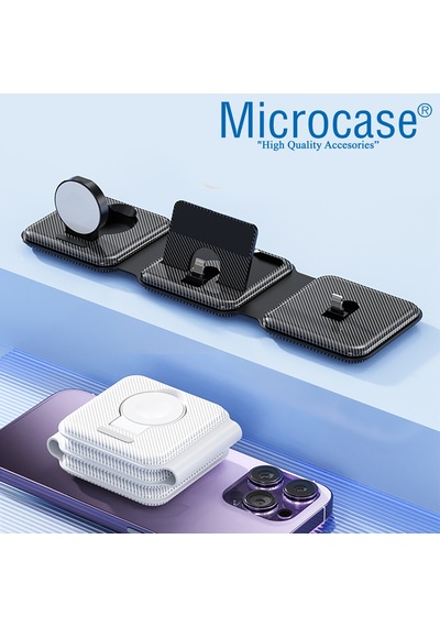 Microcase Apple Uyumlu iPhone-iOS Watch-Airpods Katlanabilir Şarj Standı Beyaz AL3651
