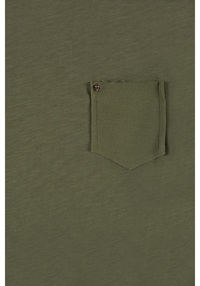 Erkek Basic Slim Fit Yuvarlak Yaka Kısa Kollu T-shirt Haki Haki
