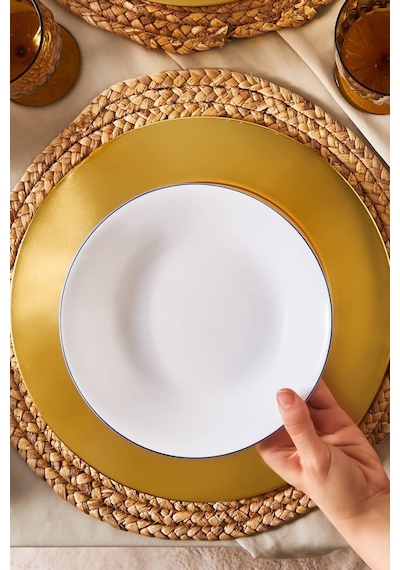Karaca Milano Opal Cam Blue Rim Pasta Tabağı 22 cm