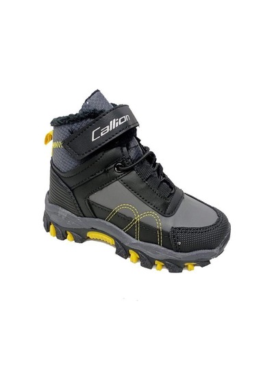 Callion 06p Deri Çocuk Sneakers Bot Füme Siyah Sarı Füme