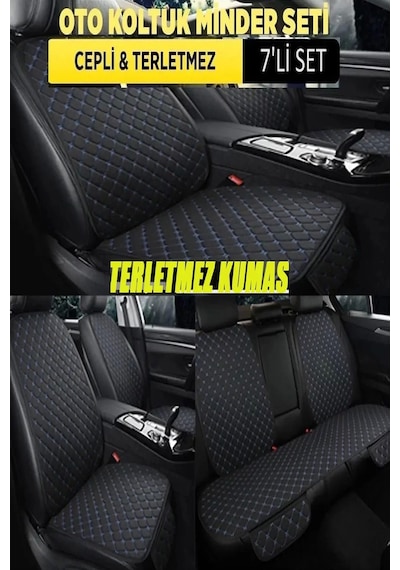 Mitsubishi L200 Terletmez Kumaş Minterletmez Kumaş 7 Parça Full Takım Siyah-mavi