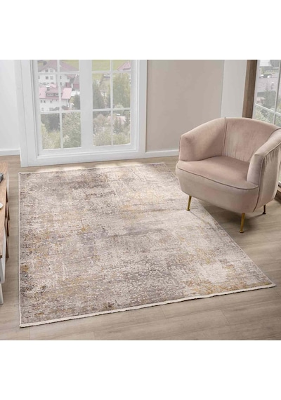 Bej Kahve Soyut Eskitme Desenli Halı - Ns0252ba Bej - Kahve