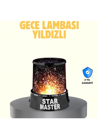 Renk Değiştiren Led Yıldız Projektör Galaksi Efektli Gece Lambası Renkli
