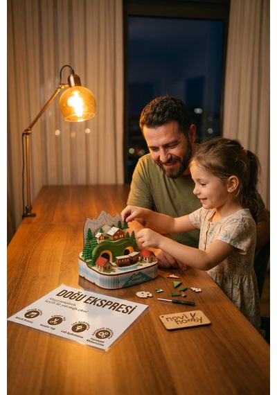 Doğu Ekspresi 3d Puzzle Ahşap Minyatür Maket Kiti Dıy Kendin Yap