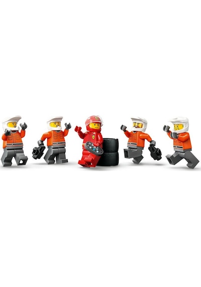 Lego City 60443 F1 Pit Stop And Pit Crew With Ferrari Car