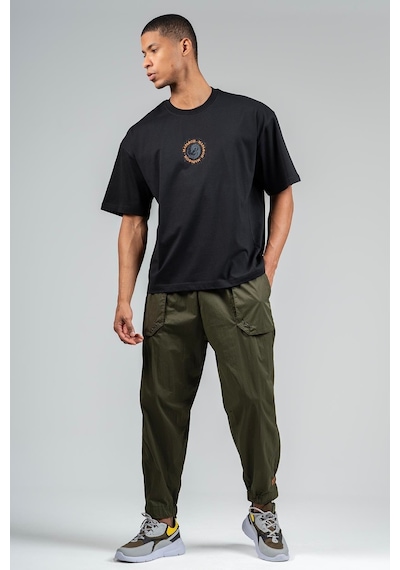 Maraton Sportswear Oversize Erkek Bisiklet Yaka Kısa Kol Basic Siyah T-shirt 23242-siyah