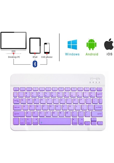 Tablet Apple Uyumlu iPad Bluetooth Klavye Şarjlı Kablosuz - Al2671 Mor