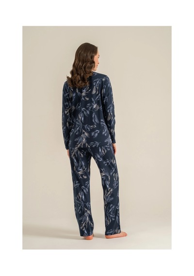 Angbutik Pierre Cardin 9259-s Kadın Uzun Kol Gömlek Pijama Takımı lacivert