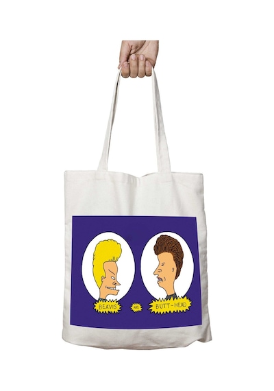 Art Hediye Beavis And Butt - Head İki Tarafı Kalıcı Baskılı Yıkanabilir Çanta Çok Renkli