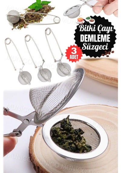 3 Adet Bitki Çayı Demleme Süzgeci Çay İçin Çay Süzgeci Kakao Pudra Ve Şeker Eleği İle Çok Amaçlı P Diğer