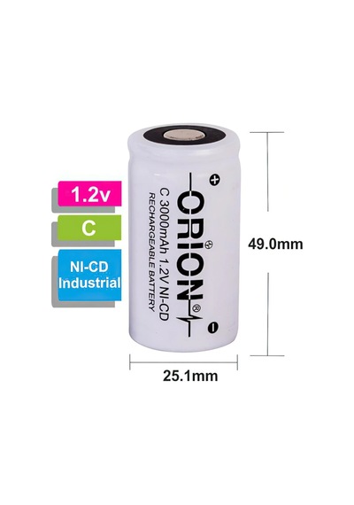 Orion 3000 mAh 1.2 V C Boy Ni-CD Industrial Şarj Edilebilir Pil