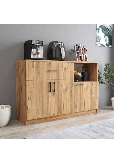 Tanmob Mtd0402 İnci 128 Cm Kapaklı Çekmeceli Alt Mutfak Dolabı Çam Çam