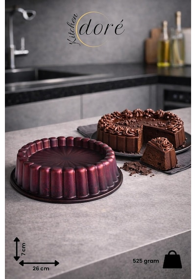 Kitchendore Turta Ve Tart Kek Kalıbı Cherry Red Kalın Döküm Üç Katmanlı Kaplama 525 Gram Diğer