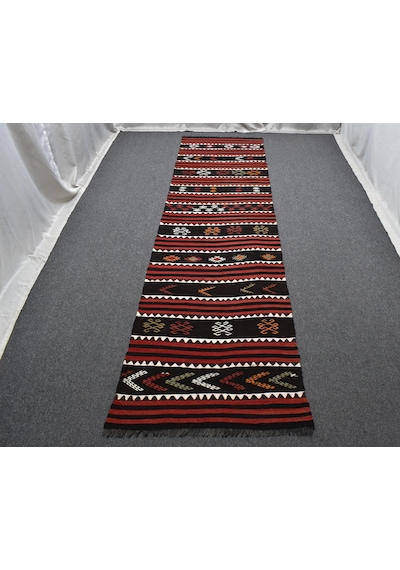 Zehra Abla Halı El Dokuması Eşsiz Yekpare Malatya Yolluk Yün Kilim 7494 Çok Renkli