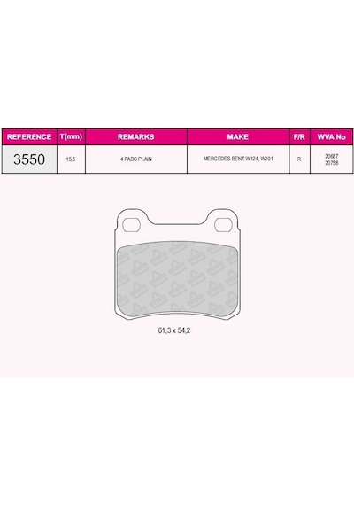 Aysan Fren Balata Arka Mercedes 190 W201 2.0 1982-1993