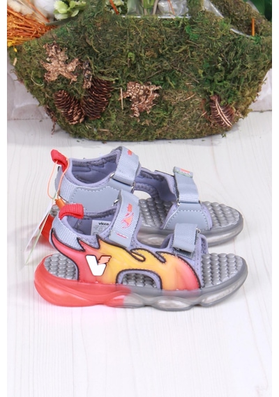 Vicco 332.b25y.256 Jack Gri Rahat Esnek Işıklı Erkek Çocuk Sandalet Gri