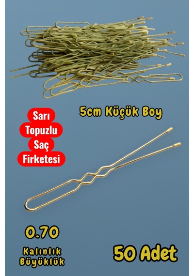 Technow Sarı 5 Cm Küçük Topuzlu Saç Firketesi Toka 0.70 Siyah 50 Adet Sarı