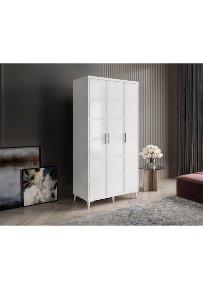 GuneyStore Milano 3 Kapaklı Komple Mdf Beyaz Gardırop