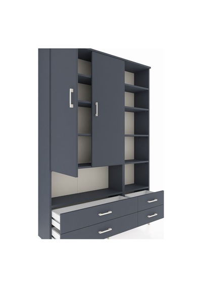 Arges Dolap 10 Raflı 4 Çekmeceli 2 Kapaklı 132x30x195 Antrasit-antrasit/antrasit Antrasıt/antrasıt Arges Dolap 10 Raflı 4 Çekmeceli 2 Kapaklı 132x30x195 Antrasit-antrasit/antrasit Antrasıt/antrasıt