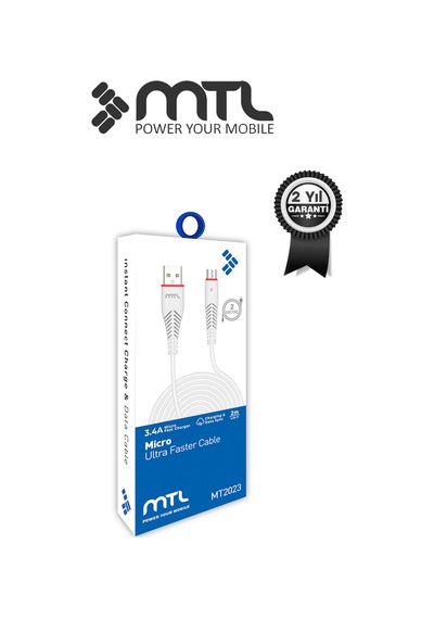3.4a Usb To Micro Usb Silikon Hızlı Şarj Ve Veri Aktarım Kablosu 2 Metre Mt2023