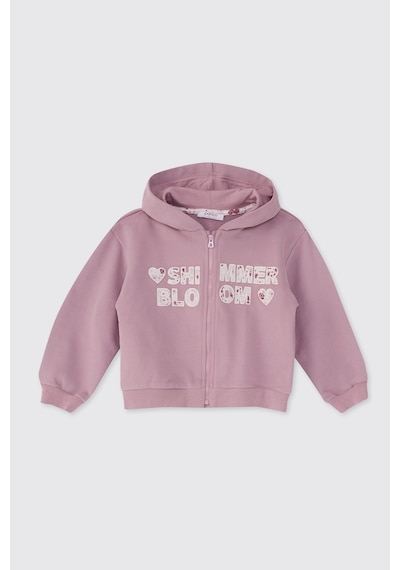 Panço Kız Çocuk Fermuarlı Pudra Sweatshirt Pembe