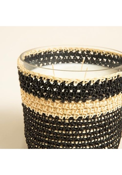 Boho Black&white Tığ İşi Kokulu Mum 12x13 Cm Siyah 50 x 22
