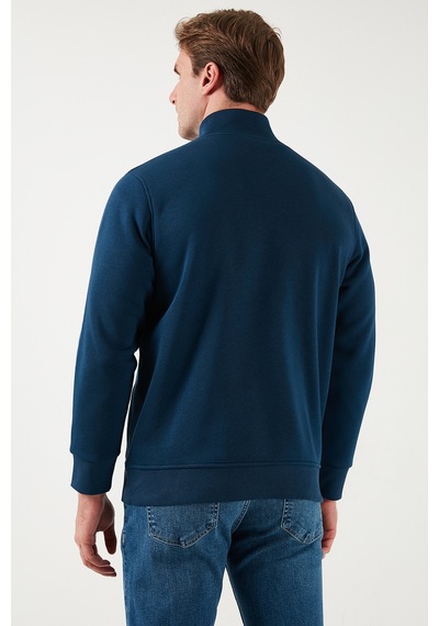 Buratti Pamuklu Regular Fit Yarım Fermuarlı Dik Yaka Erkek Sweat 59052592 Indigo
