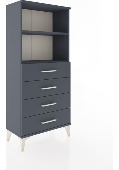 Hyperion Dolap 2 Raflı 4 Çekmeceli 60x44x134 Antrasit-antrasit Antrasit
