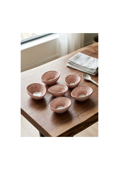 6 Parça Pudra Pembe Kahvaltı Ve Çerezlik Kasesi Seti-retro Sosluk &ikramlık Kase Pembe - 940794198 Pembe
