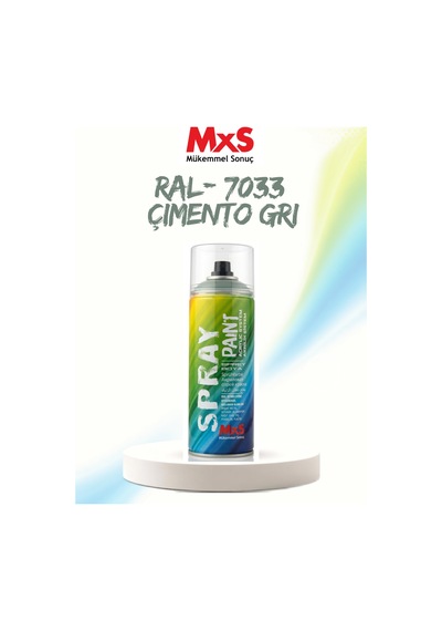 Mxs Ral 7033 Çimento Gri Akrilik Sprey Boya 400 Ml Siyah