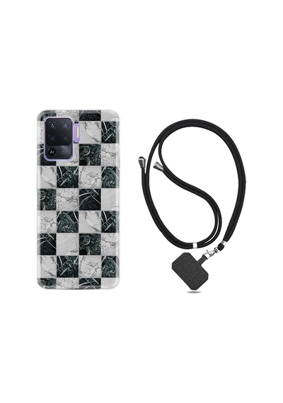 Oppo Reno 5 Lite Kılıf Boyun Askılı Checkers Marble 1370