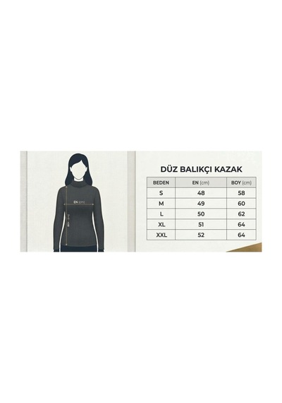 Onno Style Women Düz Balıkcı Yaka Basic Kazak Bej