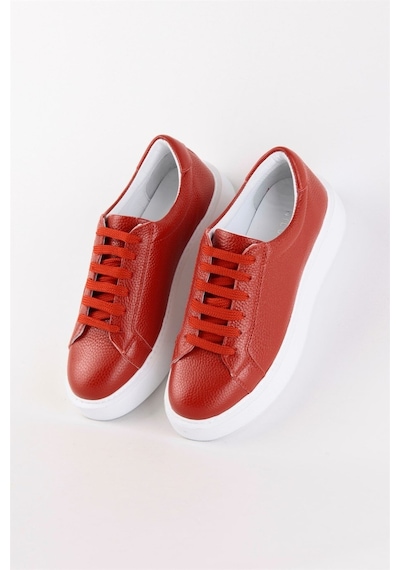 Julia Kırmızı Hakiki Deri Kadın Sneaker-Kırmızı