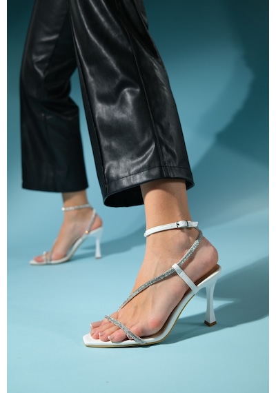 Luvishoes Almeria Beyaz Kadın Yüksek Topuklu Abiye Ayakkabı Beyaz