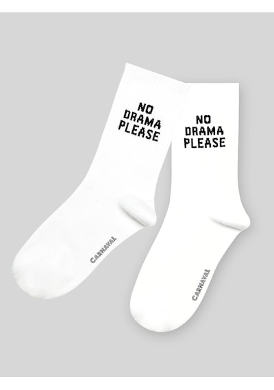 Carnaval Socks No Drama Please Yazılı Unisex Beyaz Tenis Spor Çorap Beyaz